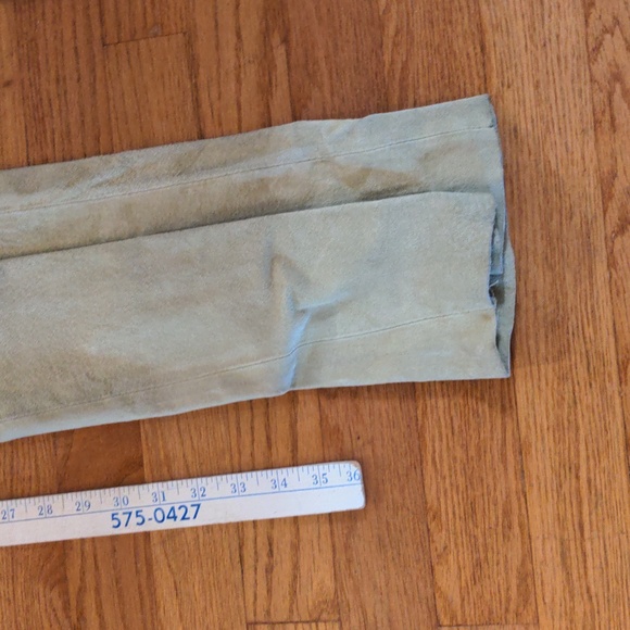 Vintage JouJou Skins Genuine Suede Pistachio Green Straight Leg Pants Size 5/6 - Picture 15 of 15